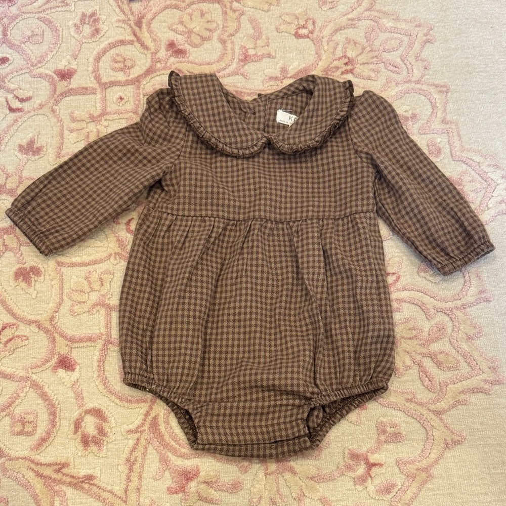 Colored Organics Brown Houndstooth Baby Romper